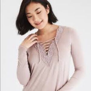 American Eagle Lace Up Tee